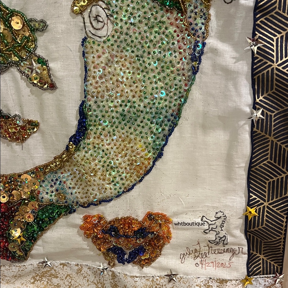 Unframed Wall home/ offices decor. Colorful Beaded MermanTapestry “20 x 23” - Picture 4 of 17